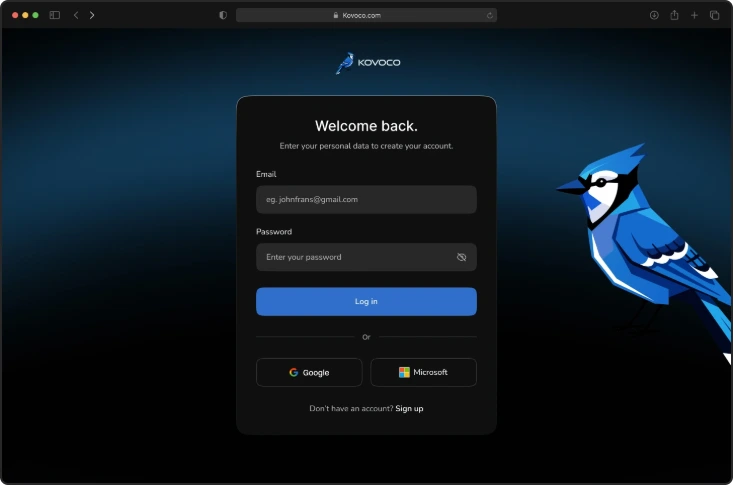 Signup page